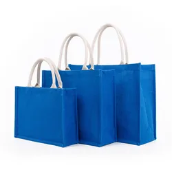 Reusable Grocery Bags Women Girl Large Capacity Travel  Handbag Burlap Jute Tote Shopping Bag with Handles Wholesale