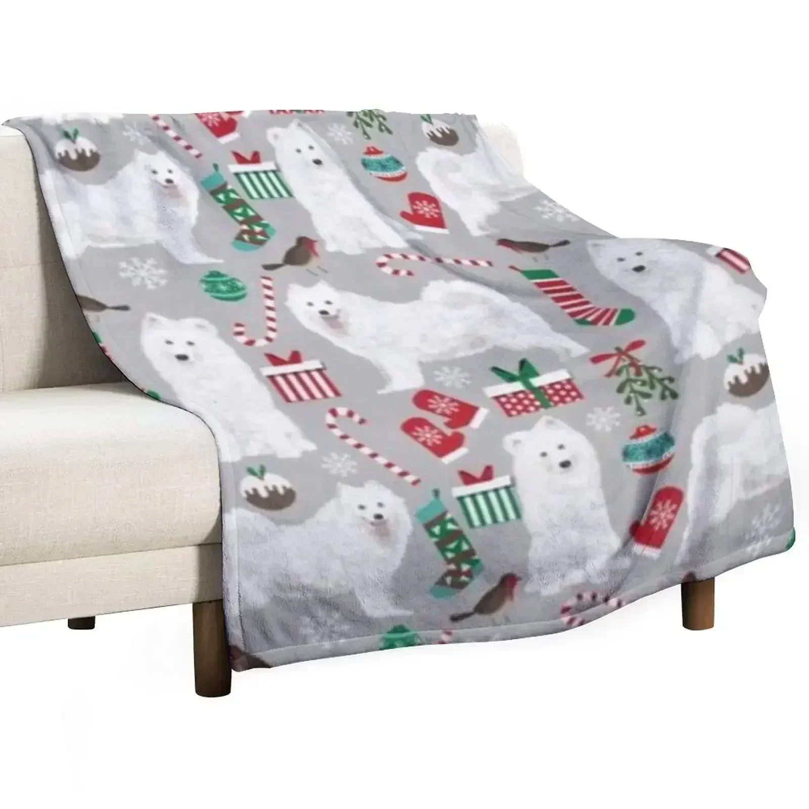SAMOYED Throw Blanket funny gift christmas decoration bed plaid Sofa Throw Bed Fashionable Extra Large Throw Blankets