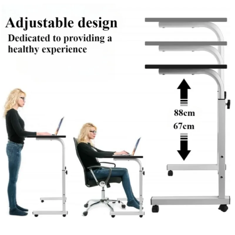 Bedside Desk with Universal Wheels Oversized Table Adjustable Height Large Laptop Desk Portable Study Desk for Dormitory Student