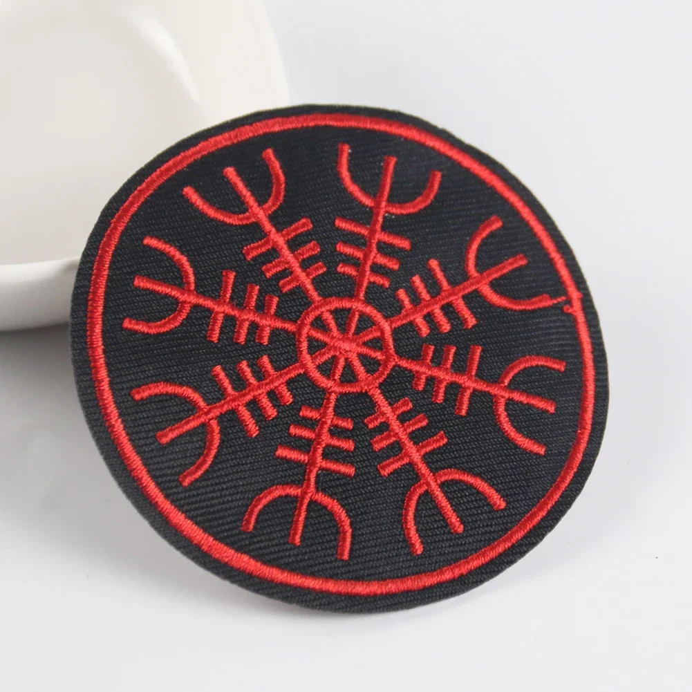 5 sztuk Viking God of War Symbol Vegvisir łatki odznaka okrągły haft aplikacja na ubrania szyć na tkaniny odzież materiały krawieckie