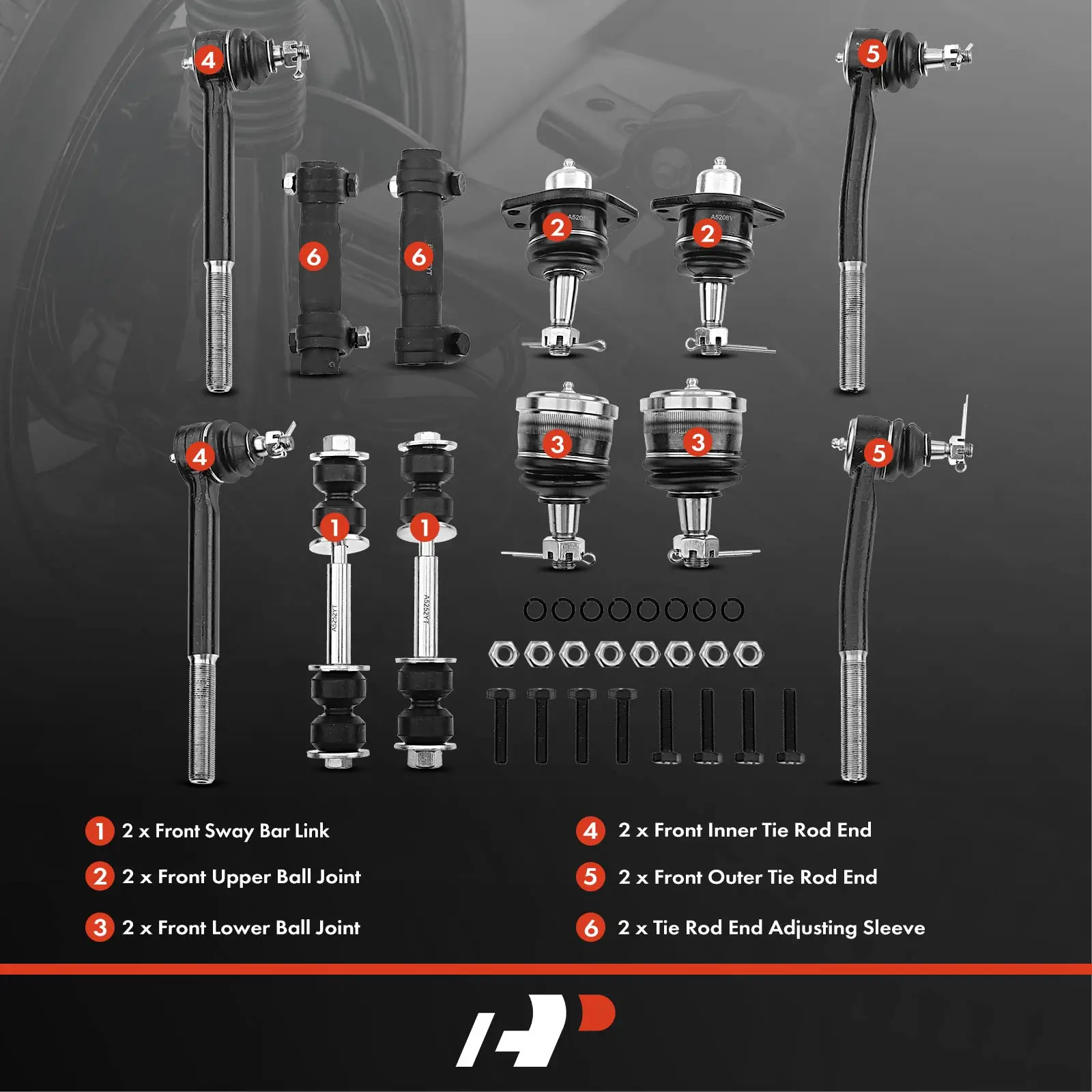 A-Premium 12x Front Stabilizer Bar Link with Ball Joint Tie Rod End for Chevrolet Impala 1977-1985 Caprice 1977-1996