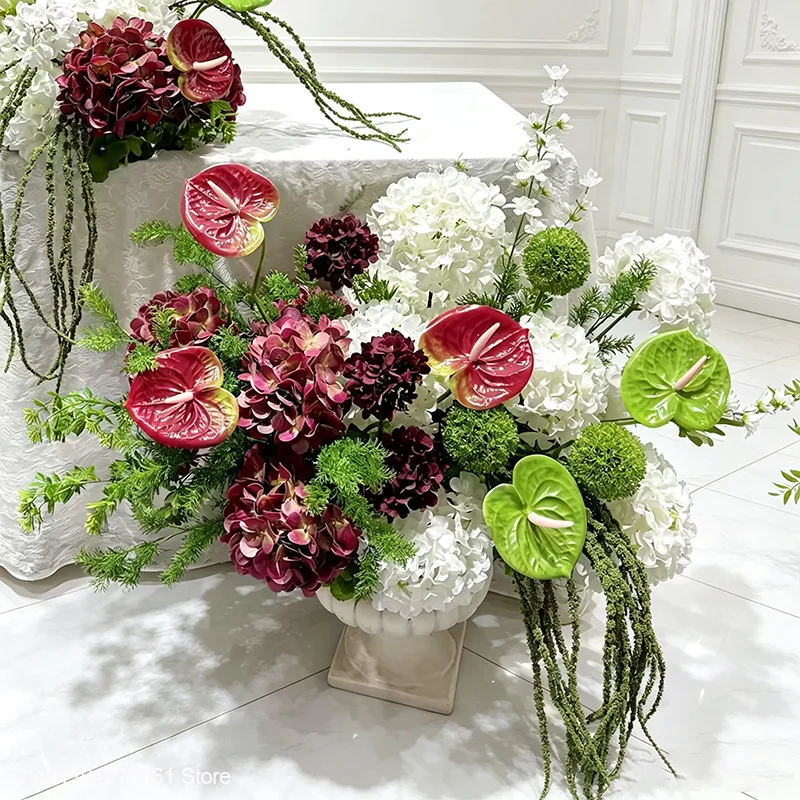 30/50/70cm Weiß-Grünes Blumen-Centerpiece Künstliche Rose Calla-Lilie Anthurium Tischdekoration Hochzeit Bankett Tischdekoration – Detail 3