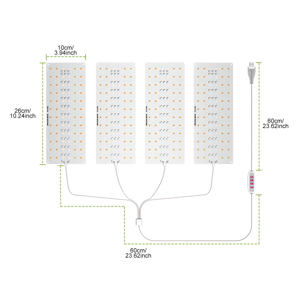 LED Quantum Board Grow Light Full Spectrum Plant Lamp Indoor Hydroponic Cultivation For Flower Seed Vegetable Timing Auto On/Off