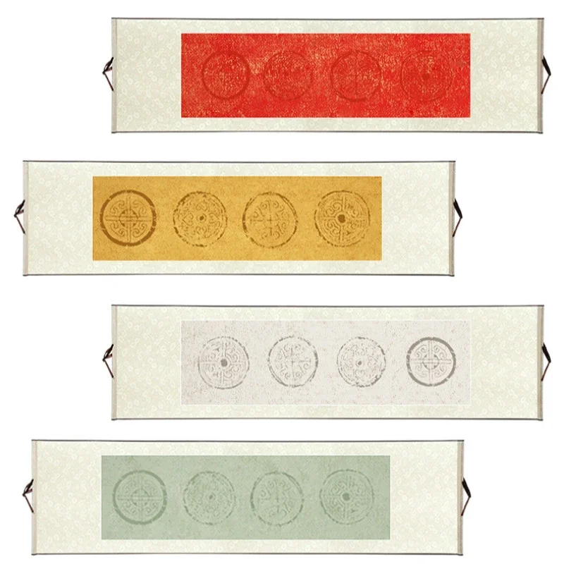 Chinese Calligraphy Xuan Paper Hanging Scroll Blank Four Characters Rice Paper Chinese Spring Festival Decoration Hanging Axis