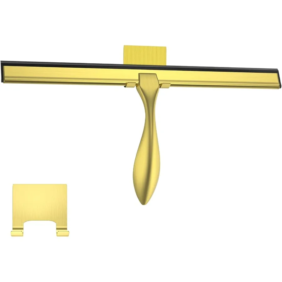 

14-дюймовый ракель для душа из нержавеющей стали с держателем крючков для эффективной очистки душевых стеклянных дверей, окон в ванной комнате, кухни