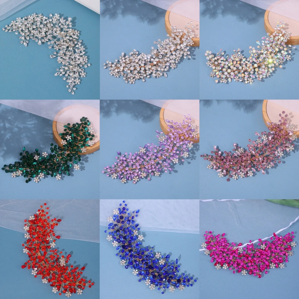 الفاخرة كريستال عقال هيرباند اليدوية الأميرة تيارا تاج لحفل الزفاف حفل زفاف إكسسوارات الشعر مجوهرات خوذة