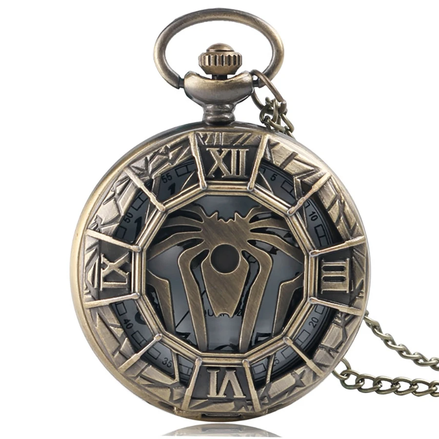 

Bronze Spider Hollow Design Retro Steampunk Watch Dial Chain Pendant Mens Pocket Watch Dropshipping Best Gift reloj de bolsillo