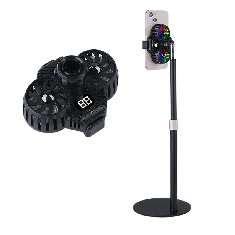 Mobile phone live broadcast radiator, dual-core semiconductor cooling,digital display, with wireless charging function