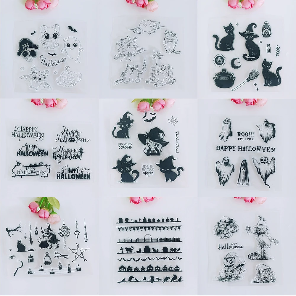 Happy Halloween Kürbis Hexe Geist Klare Stempel für DIY Scrapbooking/Kartenherstellung/Album dekorative Silikondichtungen Basteln