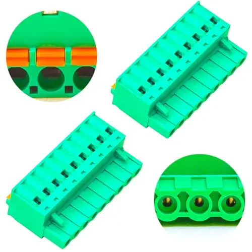 5.0mm Phoenix Connector with Orange Spring 9 Pin, Green PCB Spring Terminal Block Connector Spring Connection (2Pcs 5.0M-SP-9P)