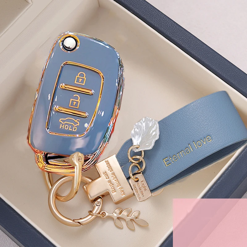 3 4 Buttons Car Key Case Cover Keychain for Hyundai Sonata I10 Tucson Solaris Creta Elantra I20 Ix25 2016-2019 2021 2020 2022