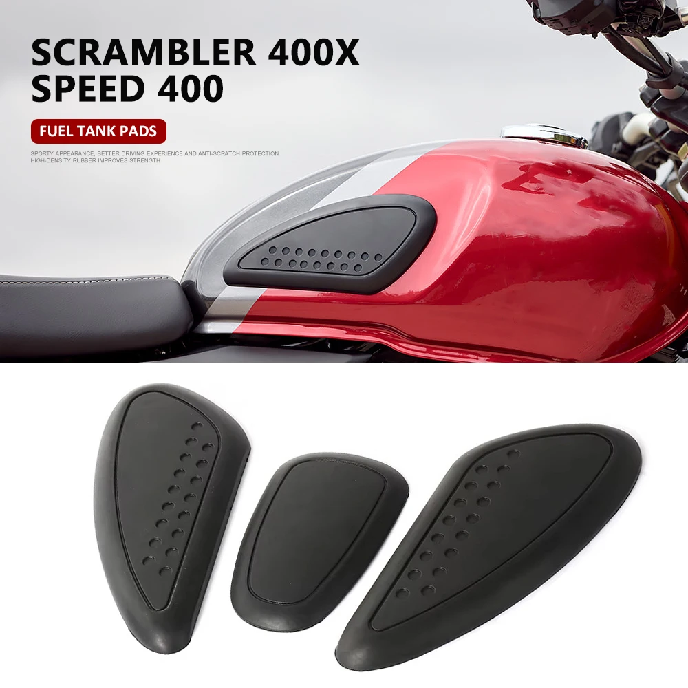 New Motorcycle Non-slip Side Fuel Tank Stickers Waterproof Pad Rubber Sticker For Scrambler 400X For Speed 400 2024 2025