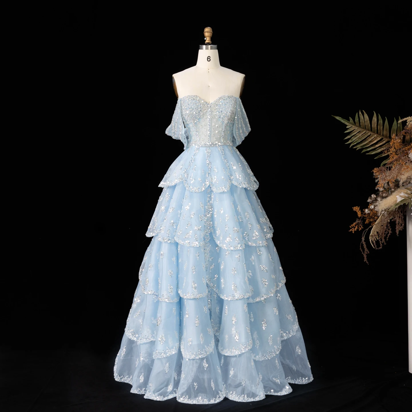 Sharon Said Luxuriöses Rüschen-Ballkleid in Rosa, Elegantes Gelbes Abendkleid, Formelles Ballkleid 2026 für Damen, Hochzeitsfeier, SS612, Maßanfertigung – Detail 5