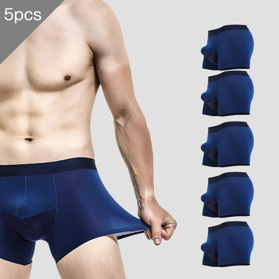

5PCS Men's underwear: Men's bullet dry and wet separated briefs, bottom style: Modal breathable ice silk scrotal support