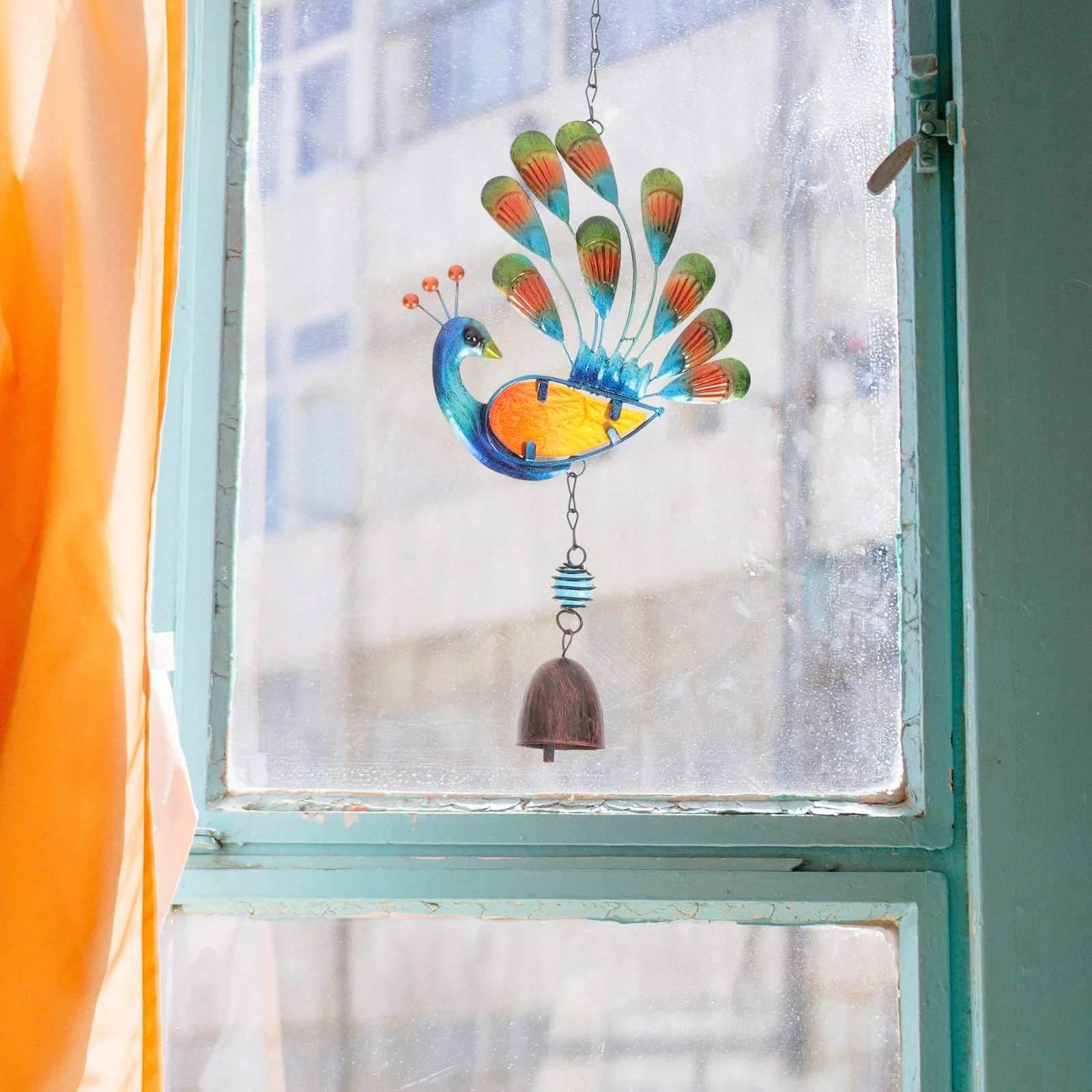 

2Pcs Peacock Wind Chimes Hanging Pendants Colorful Glass Bird Pattern Bells Home Decoration Hanging Bells