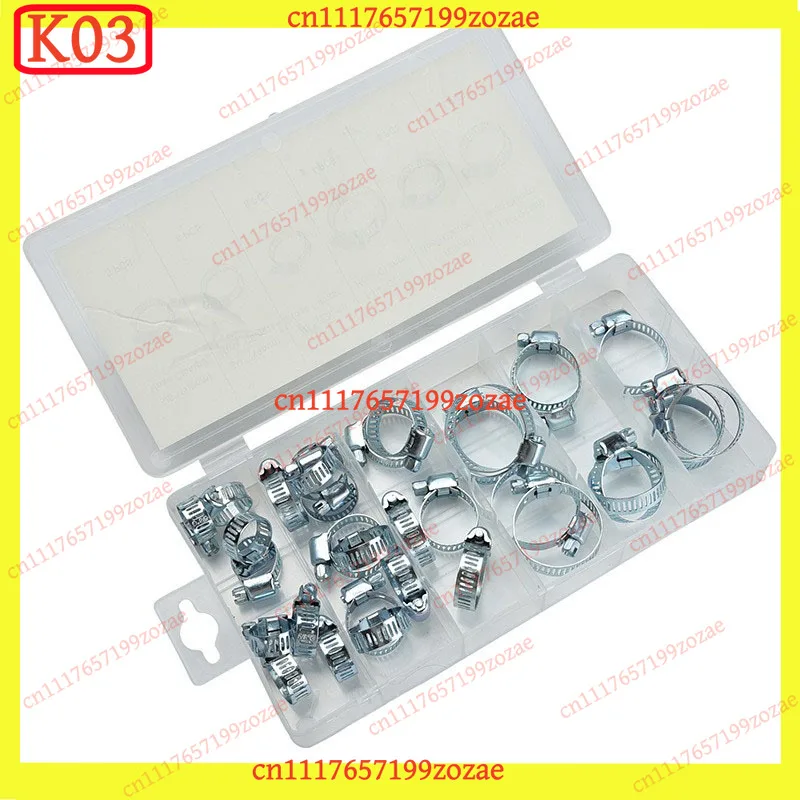 k3 34Pcs Stainless Steel Mini Hose Clamps Assortment Kit, Fuel & Air Water Pipe Clamps Auto Parts