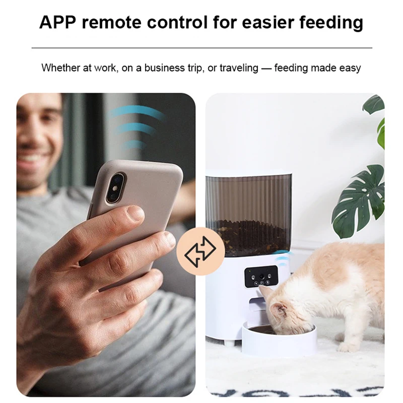 وحدة تغذية القطط الأوتوماتيكية STLF مع موزع تغذية الطعام الكهربائي الذكي بسعة 5 لتر مع تطبيق تحكم عن بعد