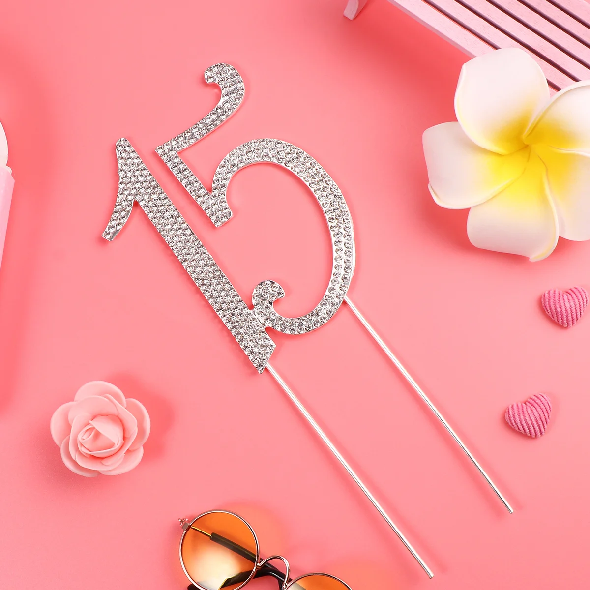 Attractive Cake Topper Reusable Birthday Anniversary Number Rhinestones Decorative Second Use