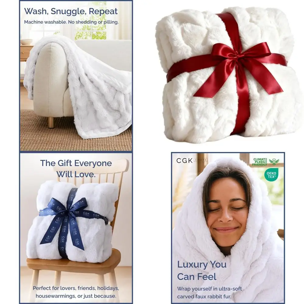 

Роскошное одеяло из искусственного меха тай-дай Minky — плюшевое, мягкое, теплое, дышащее — чехол для дивана или кровати King Size — 90 x 108 белого цвета