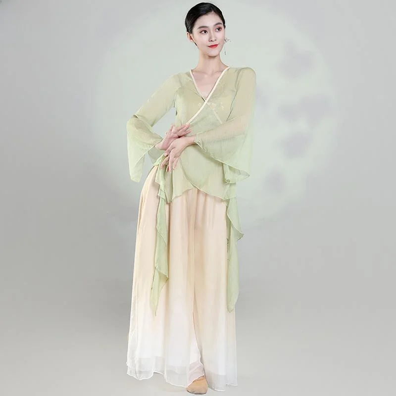 

Классический танец, длинный этнический танцевальный наряд, профессиональный тренировочный костюм, сценический традиционный китайский костюм для женщин