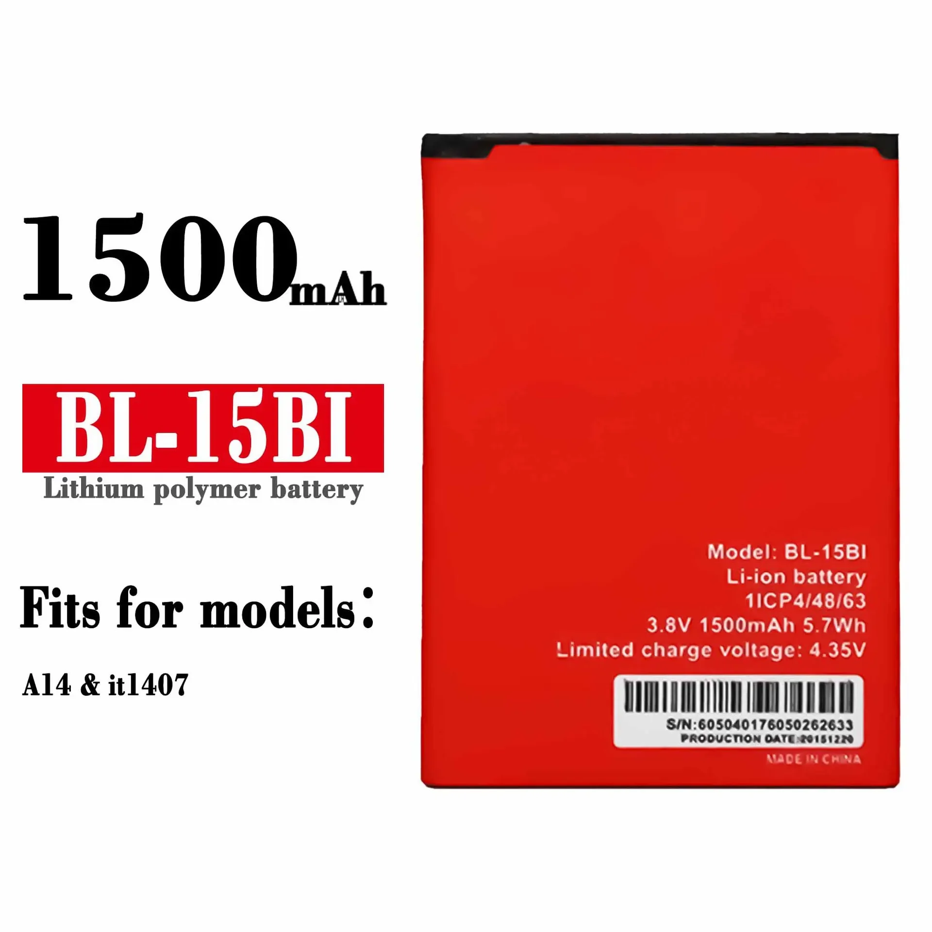 BL-15BI Replacement Mobile Phone Battery For Itel A14 Itl1407 BL-15BI High Capacity External Lithium Battery