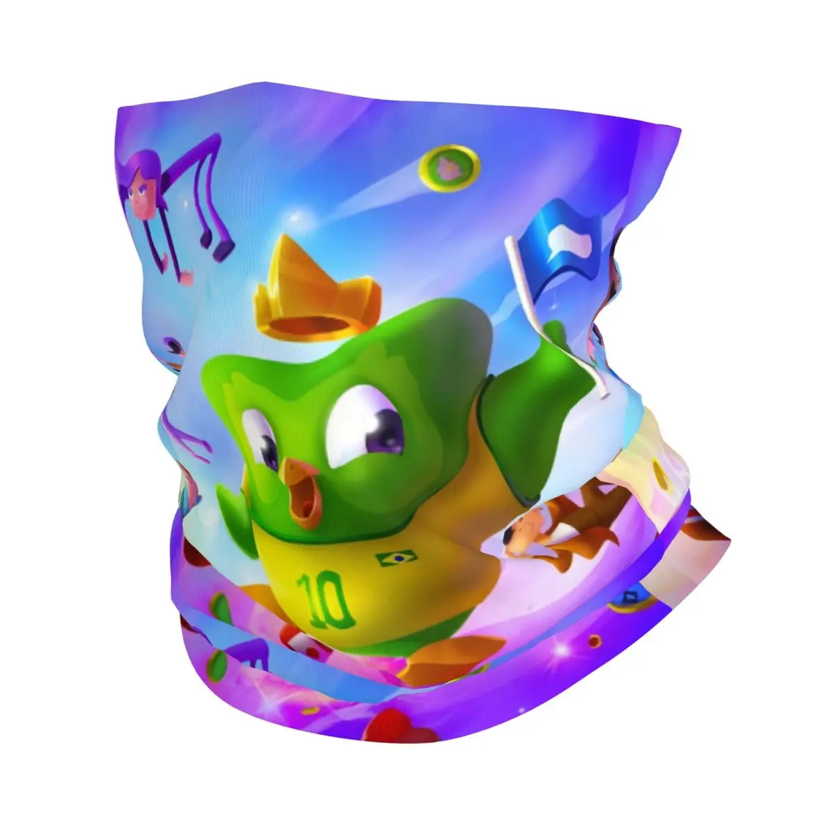 

Custom Cute Cartoon Duolingos Educational Parrot Neck Gaiter Men Women UV Face Shield Winter Bandana Scarf for Hiking