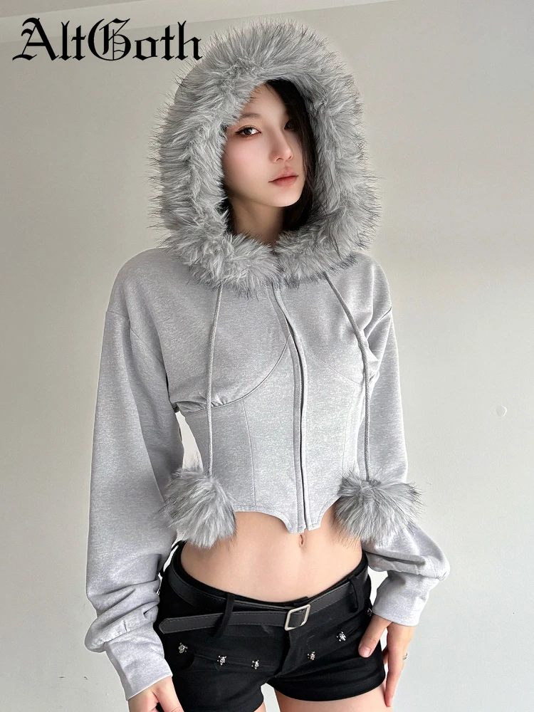 

AltGoth Hotsweet Y2k Autumn Sweatshirt Women Streetwear Harajuku Aesthetic Sexy Corset Hoodie Vintage Fairycore Clothes Female