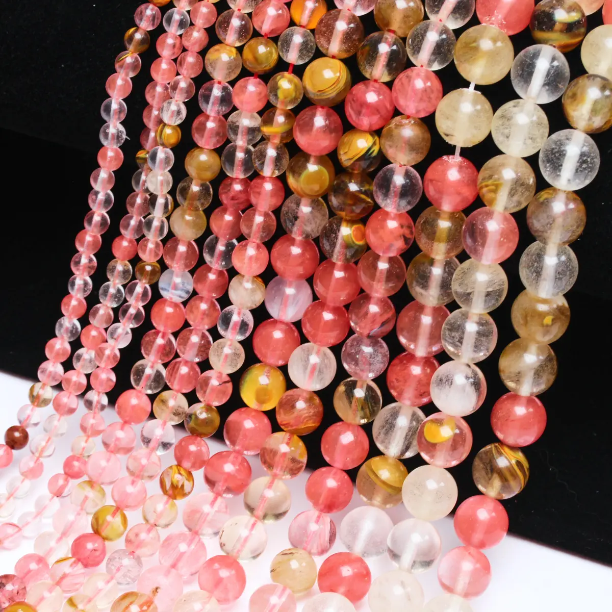 AAA Natural Pink Watermelon Peel Stone Round Beads For DIY Bracelets Necklace Jewelry Making Accessories Beading Material