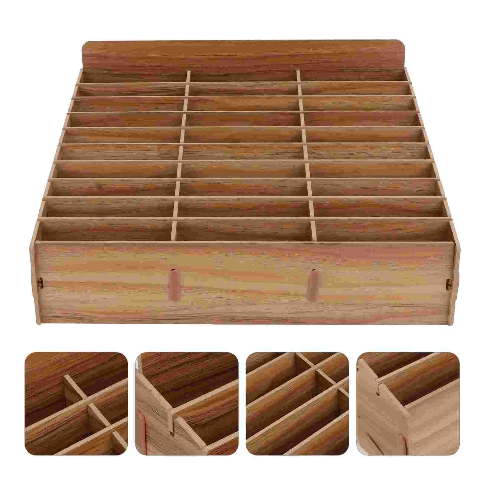 

Classroom Phone Finishing Box Mobile Phone Cell Phone Management Box Wooden Multi-grid Phone Storage Box (30 Grids)