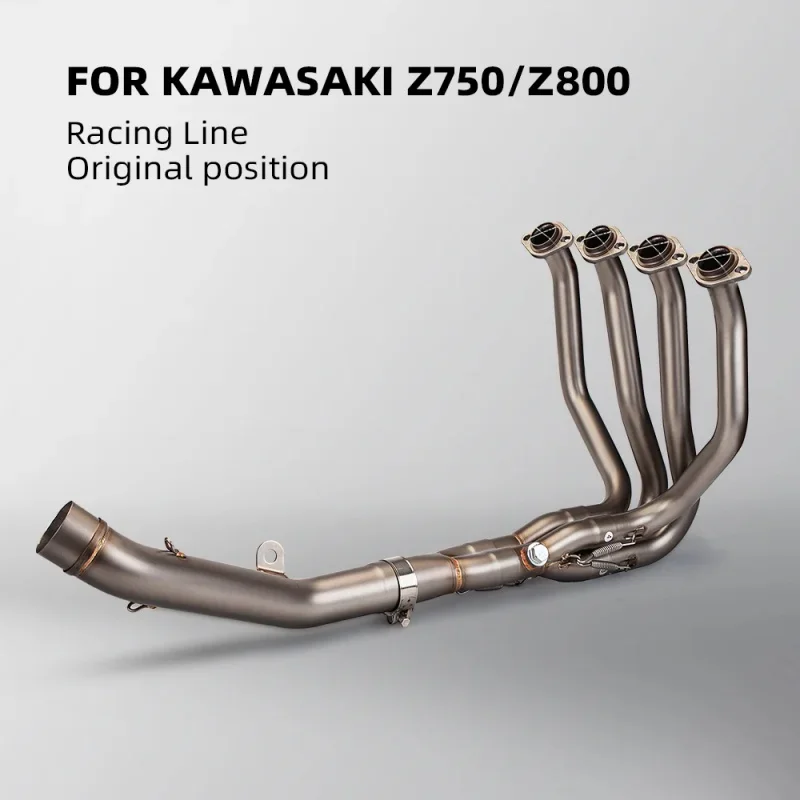 New 51mm Stainless Steel Slip-On Exhaust System for Kawasaki Z750 Z800 Motorcycles Front Mid Pipe Full Muffler