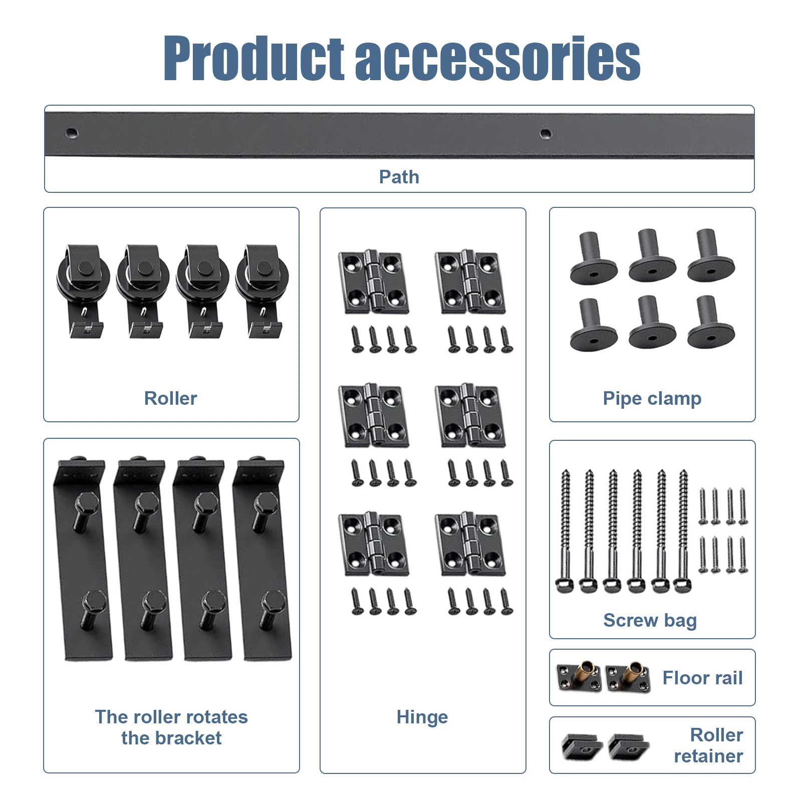 

Sliding Door Hardware Kit 76 Inch J Shape Barn Door Hardware Closet Rail Roller Accessory for Warehouse Restaurant