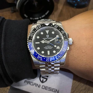 Pagani Design-Men's Luminous Sapphire Glass Watch, Mechanical Watches, Left Crown Luxury, GMT, Water Resistant, 40mm, 100m, V3, New 12 Main Sales Watch Pagani Design - №1