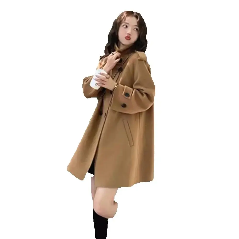 

Cloak Woolen Coat Female Autumn And Winter 2024 Little Loose Hepburn Style Korean Fashion Woolen Coat Female Tide.