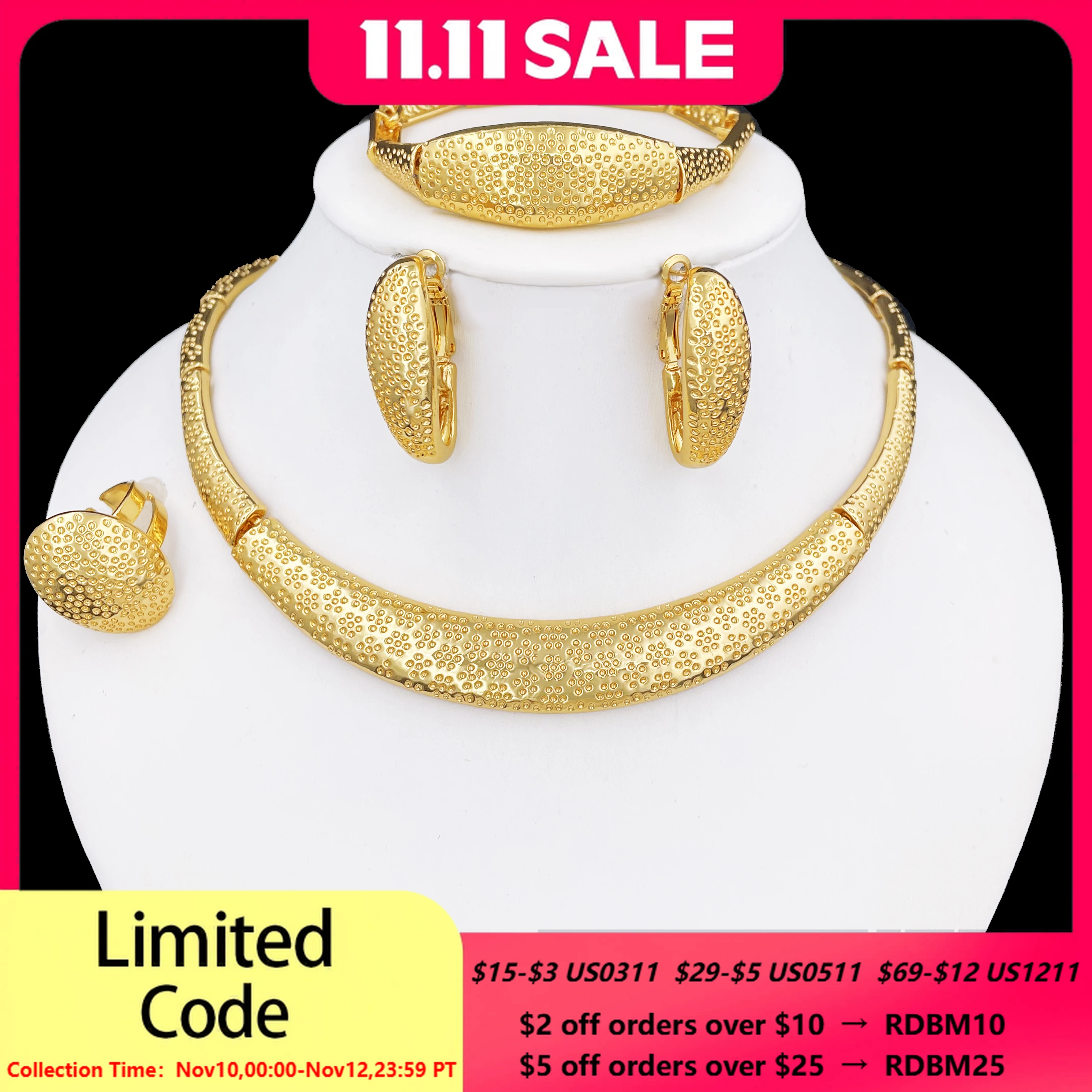 

Minimalist Design Brazil Gold Color Jewelry Set For Women High Quality Jewelry Gold Plated Necklace Bracelet Earrings And Ring