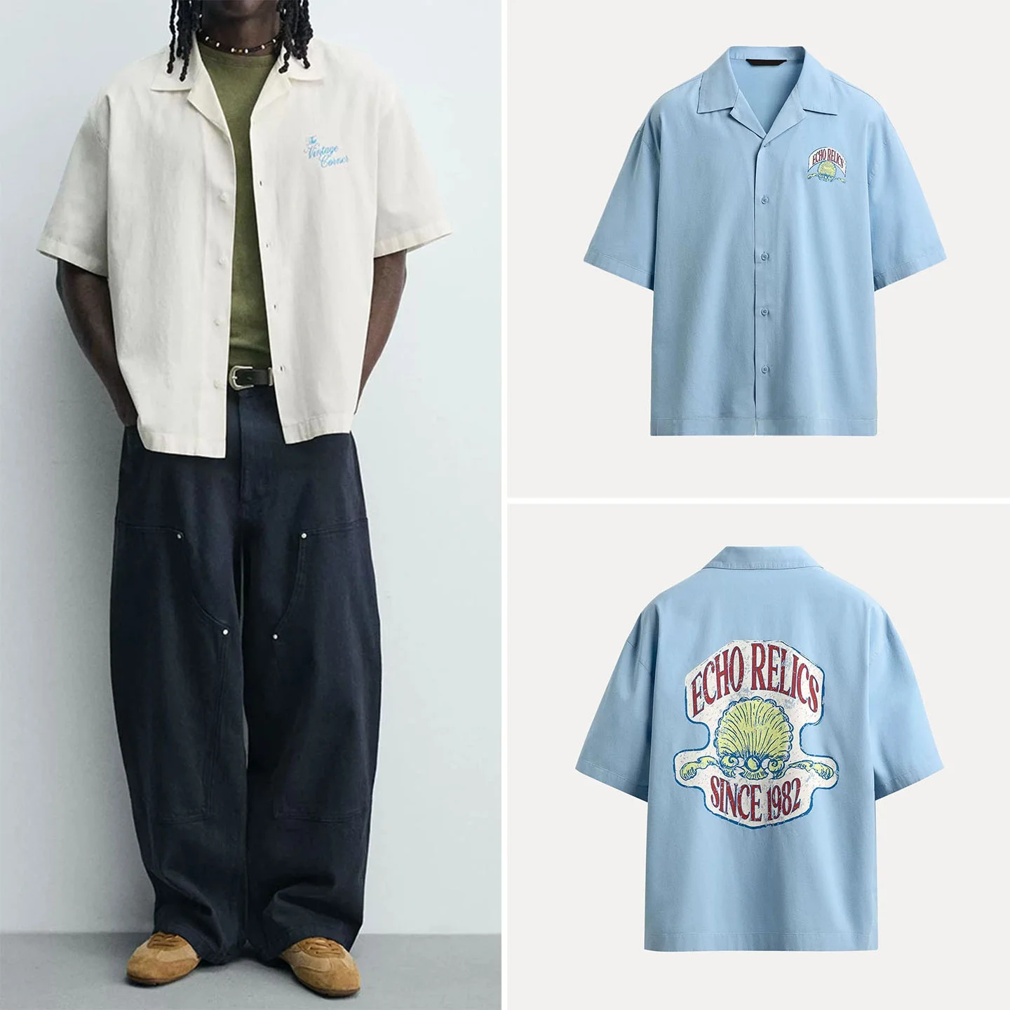Loose Fit Printed Short Sleeve Shirt Men's Casual Style Turn-down Collar Lenzing Fabric Summer 2026 New Arrival 6085420