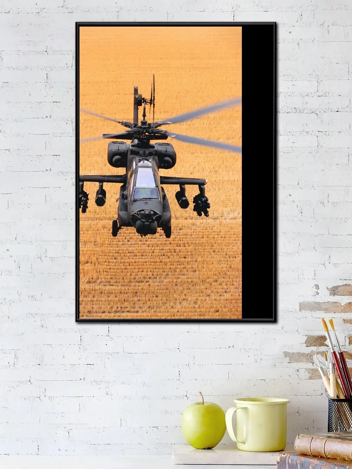 Apache helicóptero lutador pôster de arte em tela e arte de parede, impressão de imagem, família moderna, decoração de quarto, pôsteres