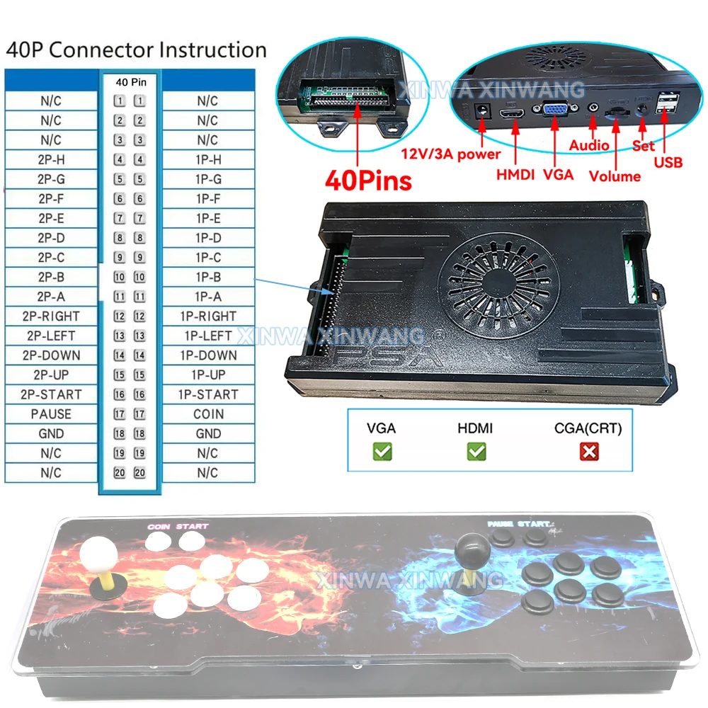 Pandora Saga DX 35000 en 1 tablero de juego con Cable 3D Arcade Box placa base Tablero Principal para 2 jugadores Joystick consola placa PCB