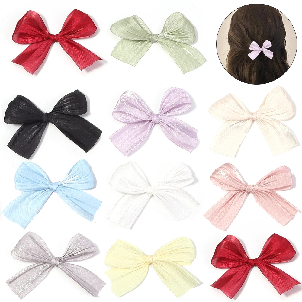 

10Pcs Solid Color Small Pearlescent Bow 4x5.5cm Mini Bownot for DIY Making Handmade Hairclip Decoration Clothing Accessories