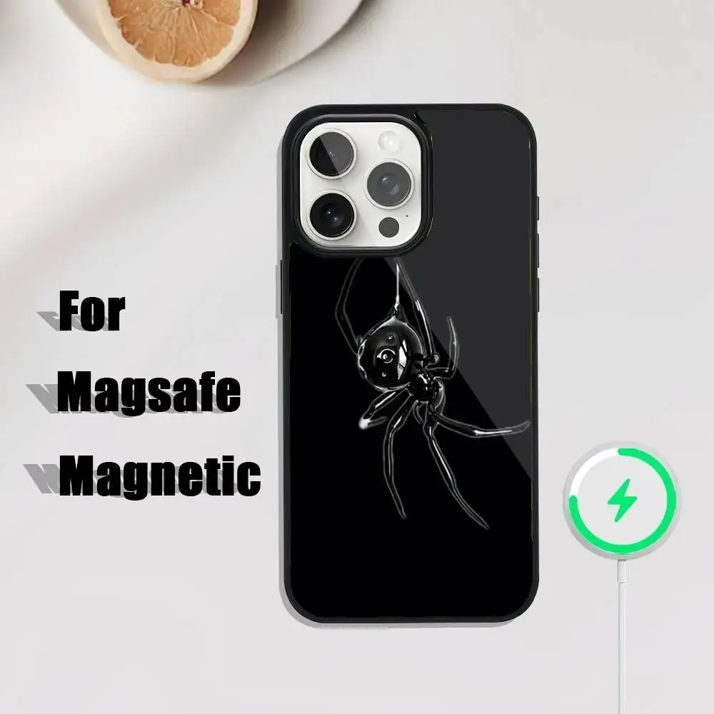 Coque de téléphone Black Widow Spider pour iPhone 17,16,15,14,13,12,11,Pro,Max,Plus,Mini,SE4,E, chargement sans fil magnétique Magsafe