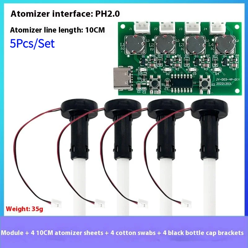 5Pcs/Set Four Spray Humidifier Type-C USB Mini Humidifier DIY Kits Mist Maker And Driver Circuit Board Atomizer Sheet With Stand