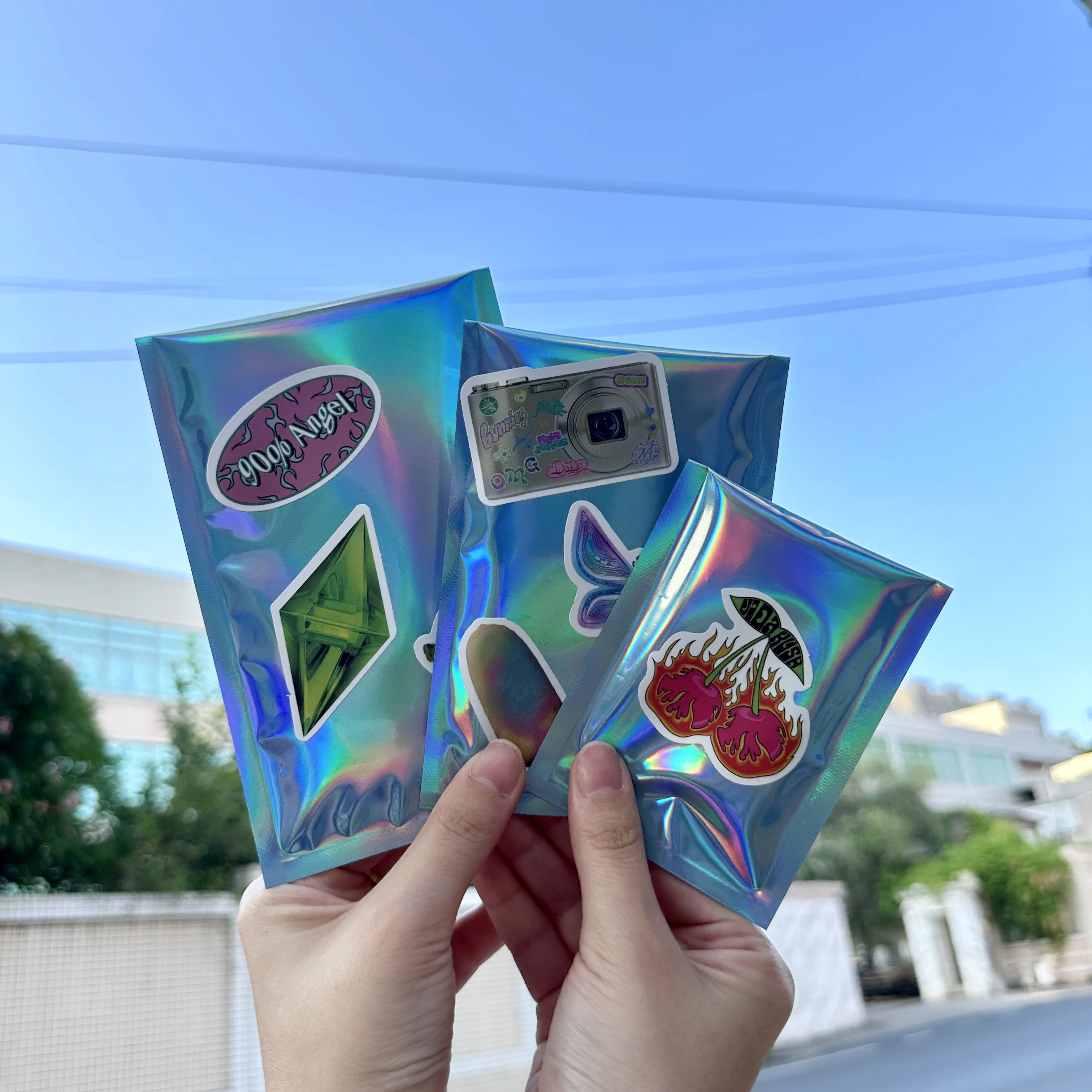 Laser Self-seal Holographic Envelopes, Courier Bags, Gifts Cards, Postcards, Badges, Gifts, Lipstick, Greeting Cards, 50Pcs