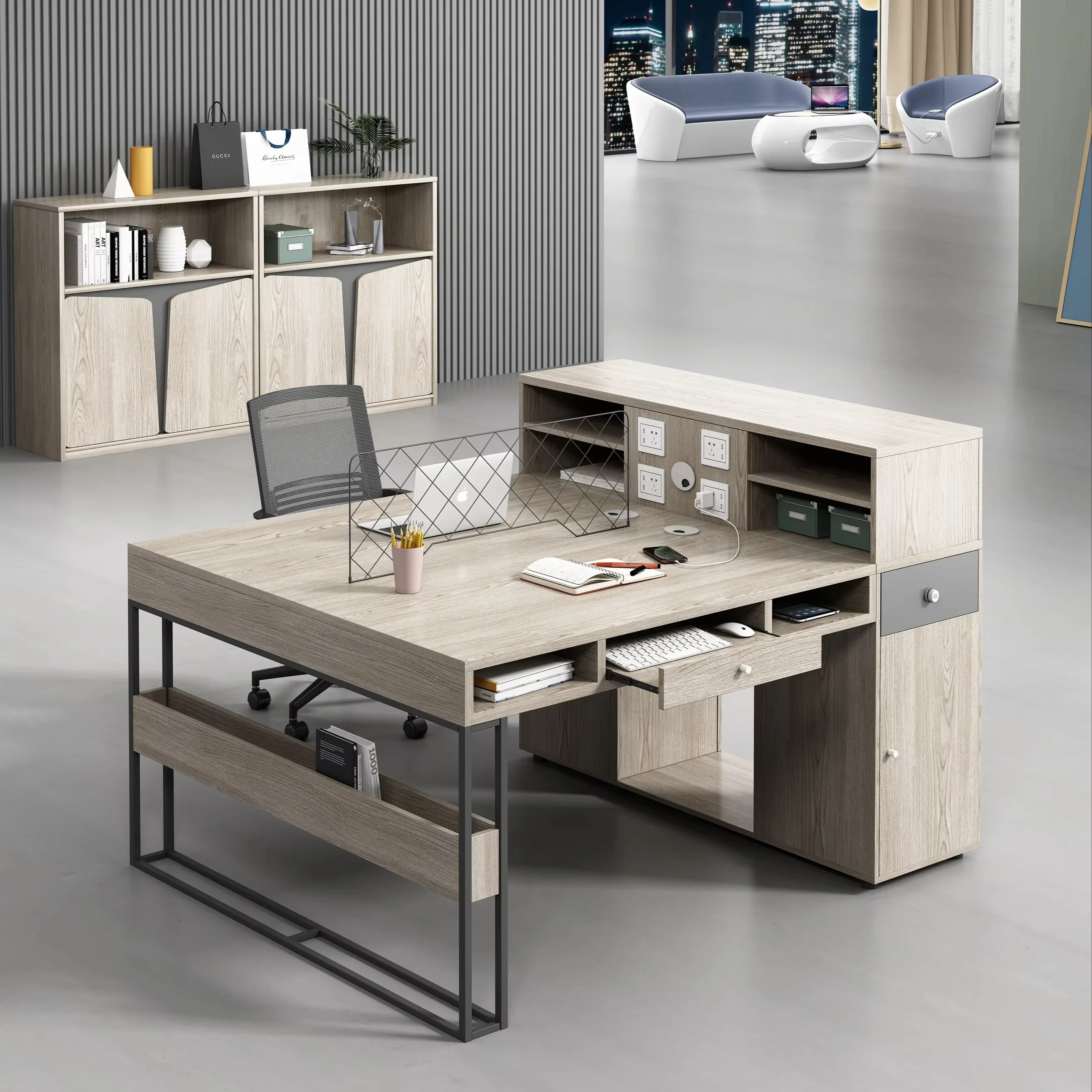 2026 Modern Simple Office Desk Multi-Functional & Reversible for Home Use Wooden Modular Furniture