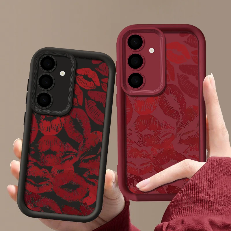 Red Lips Pattern Soft Case For Samsung Galaxy A17 A56 A15 A55 A16 A54 A53 S25 S24 FE S24 S23 S22 Ultra Plus S25 Edge Phone Cover - náhled 5