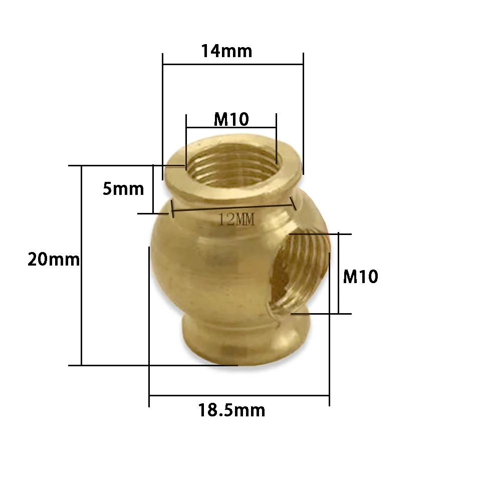 الأسنان الداخلية M10 أنبوب النحاس النقي الصويا على شكل اتجاهين ثلاثي الاتجاه 10.5 مللي متر مشترك الخيزران على شكل موصل تركيبة إضاءة ملحقات #4