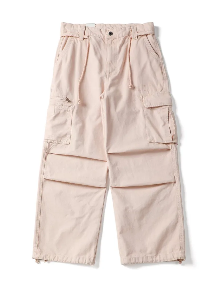 

Bla Armada Vintage Folded Straight Leg Work Trousers Casual Wide Leg Paratrooper Pants Cotton Loose Fit Men's Casual Pants