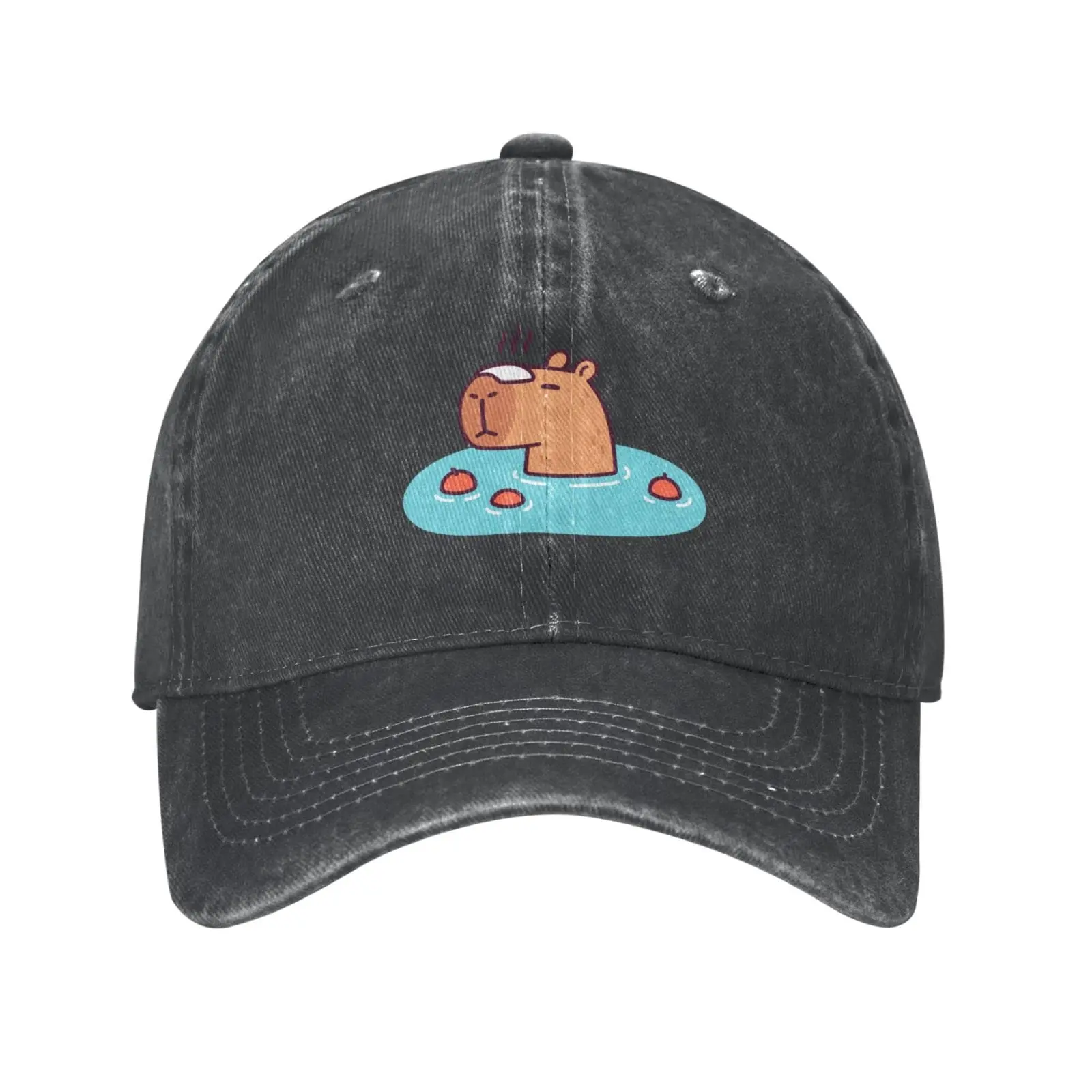 

Cute Capybara Vintage Distressed Adjustable Mens Dad Trucker Hat Black Fitted Baseball Ball Cap for Men