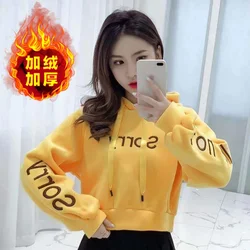 Faux Silver Fox Velvet Hooded Sweatshirt Women's Thickened Double Sided Velvet Top Letter Autumn Winter New Girls Loose Coat