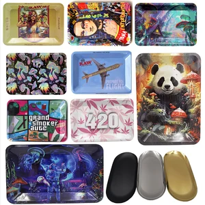 Tobacco Metal Rolling Tray, Cigarette Smoking Accessories, Herb Tinplate Plate, Grinder Tools, Vários Designs, 18x 12.5cm 10 principais vendas bandeja de raw - №8