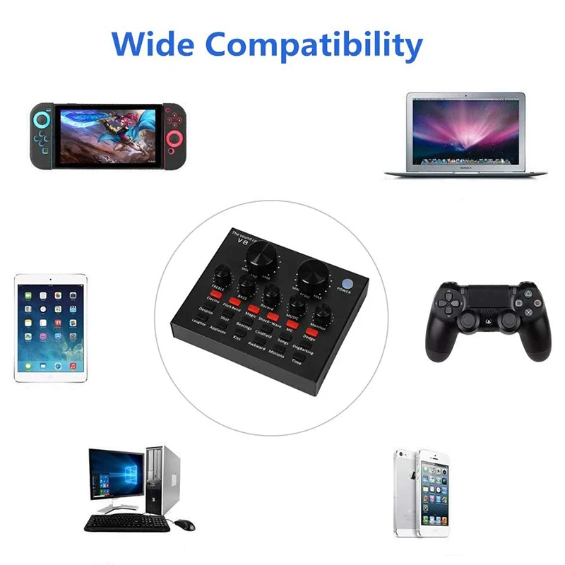 USB Audio Sound Card External Headset Microphone Webcast Karaoke Audio KTV Recording Live Broadcast Computer