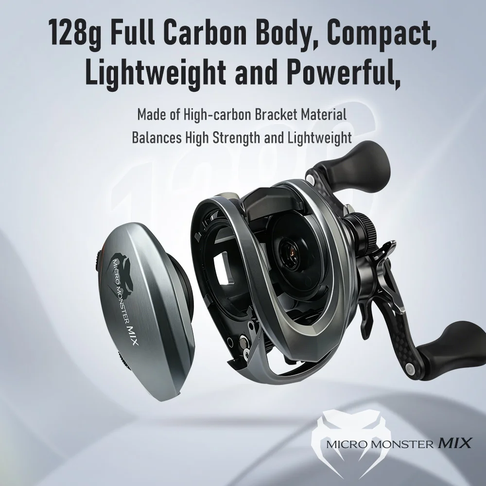 Carrete lanzado KINGDO Micro Monster MIX – Carbono, 4 kg arrastre - imagen 5